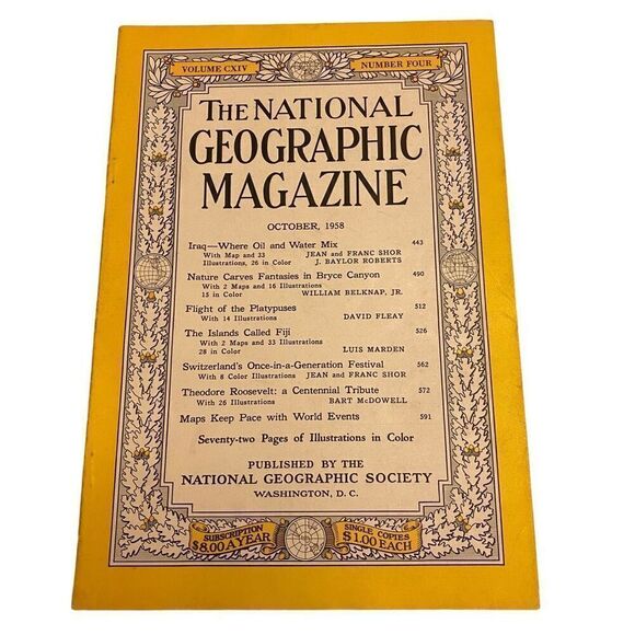 Vintage Natural Geographic Magazine from 1958 Vol CXIV Number 4 - Picture 1 of 9